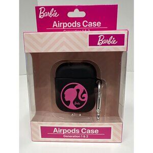 NEW! Barbie Airpods Case Generation 1 and 2 Black Pink Barbie Silhouette
